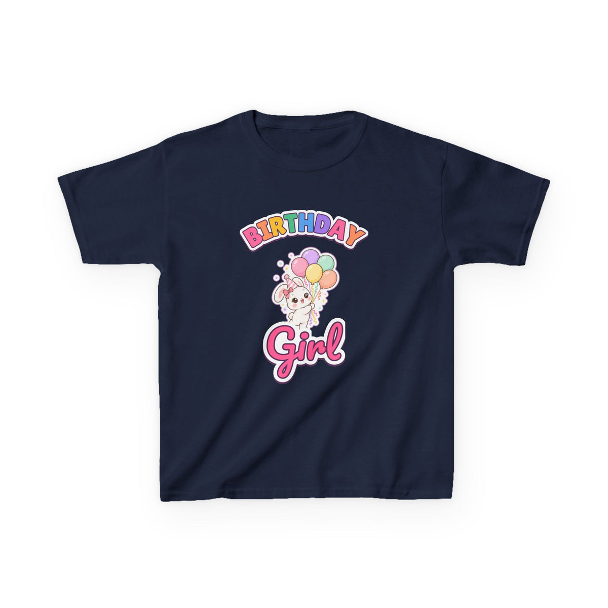 Birthday Girl Bunny birthday shirt – kids Gildan tee by Happywear