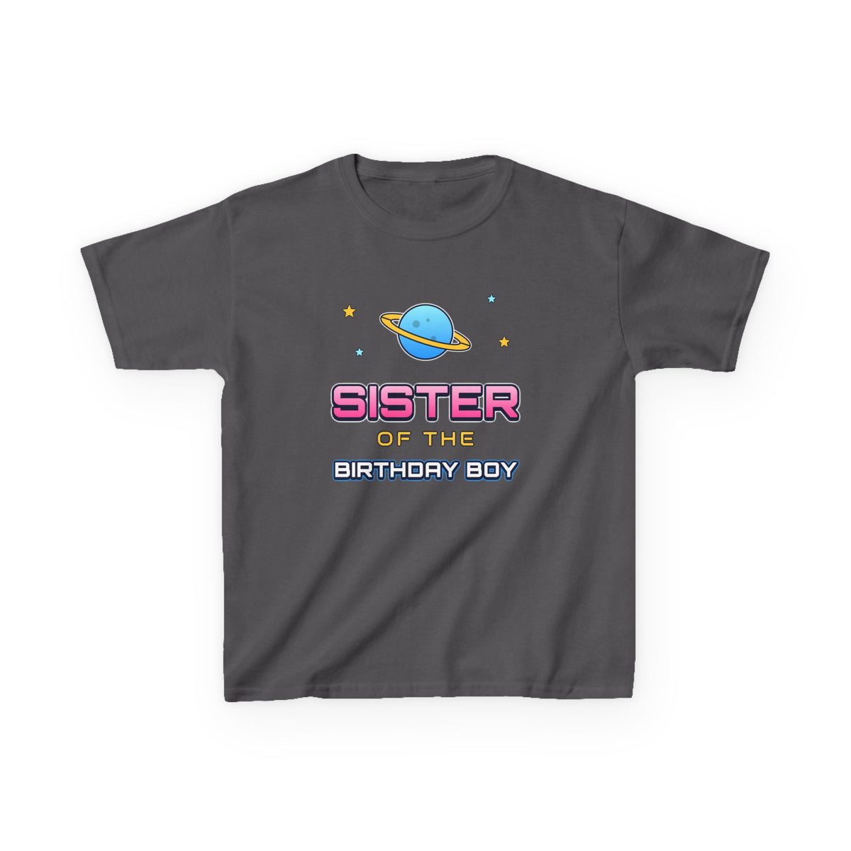 Sister of the Birthday Boy Space birthday shirt – kids Gildan tee by Happywear