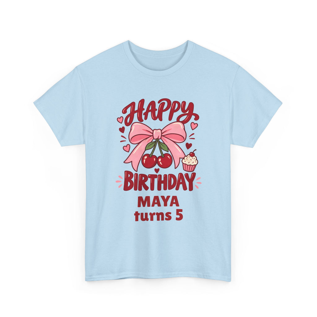 Personalized Cherry Bow Birthday Shirt – Add Name & Age