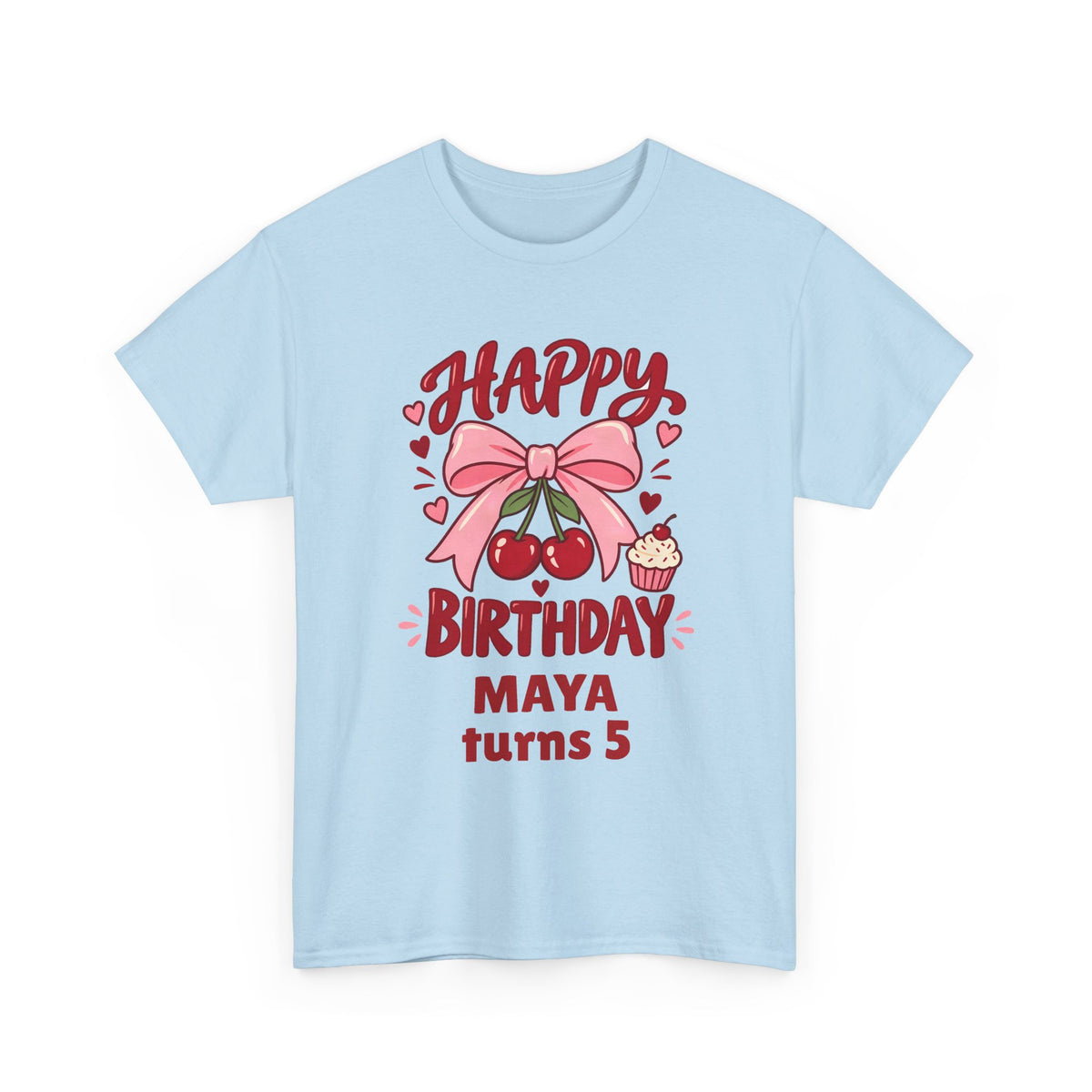 Personalized Cherry Bow Birthday Shirt – Add Name & Age