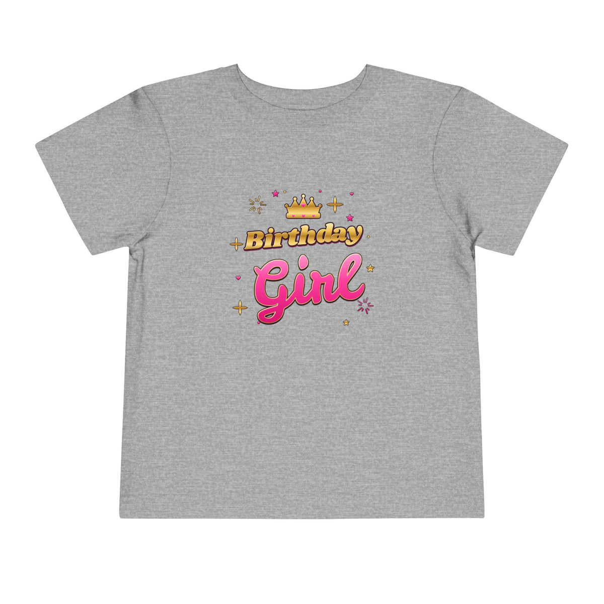 Birthday Girl Pink & Gold Crown birthday shirt – toddler Gildan tee by Happywear