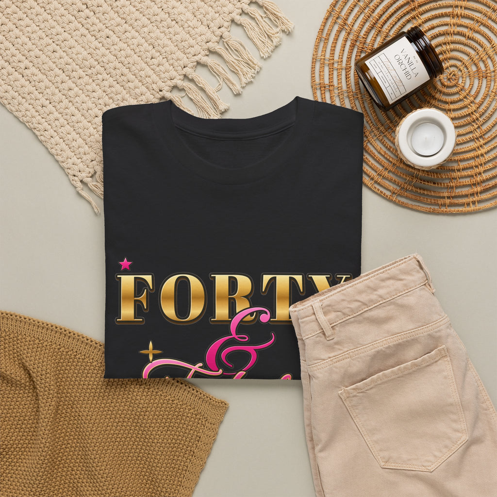 Forty & Fabulous Gold & Pink 40th Birthday shirt – Gildan tee by Happywear