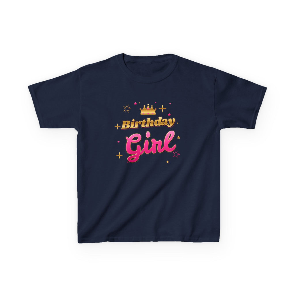 Birthday Girl Pink & Gold Crown birthday shirt – kids Gildan tee by Happywear