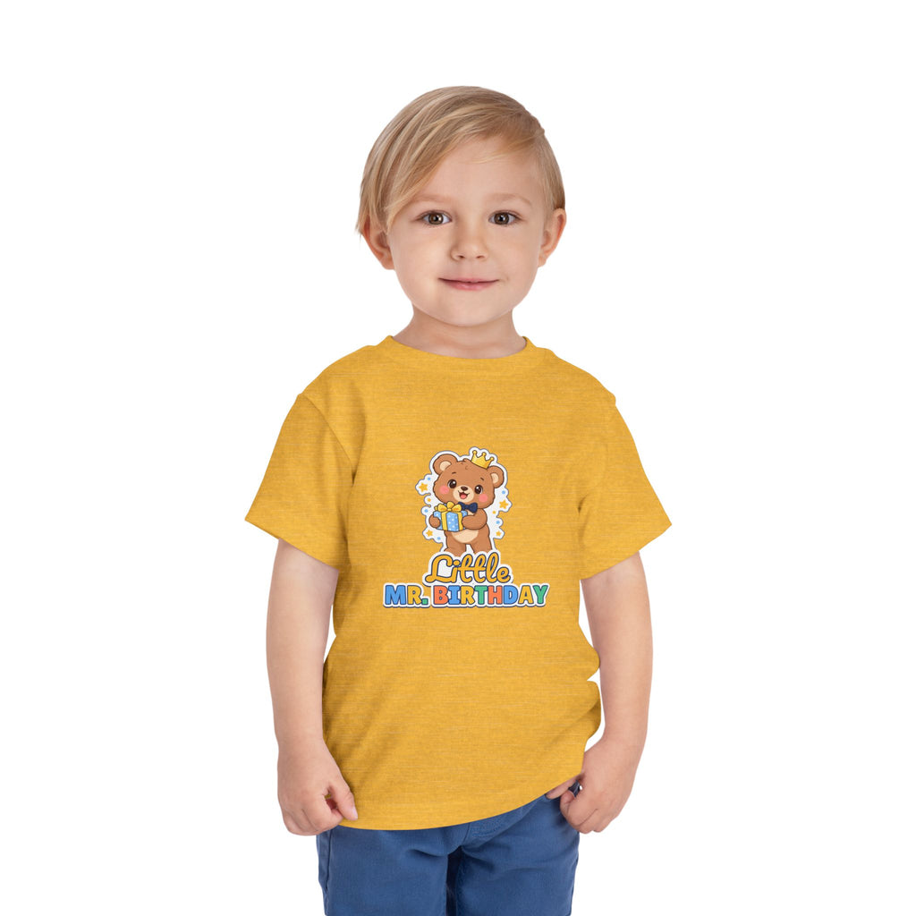 Little Mr. Birthday Teddy Bear birthday shirt – toddler Gildan tee by Happywear