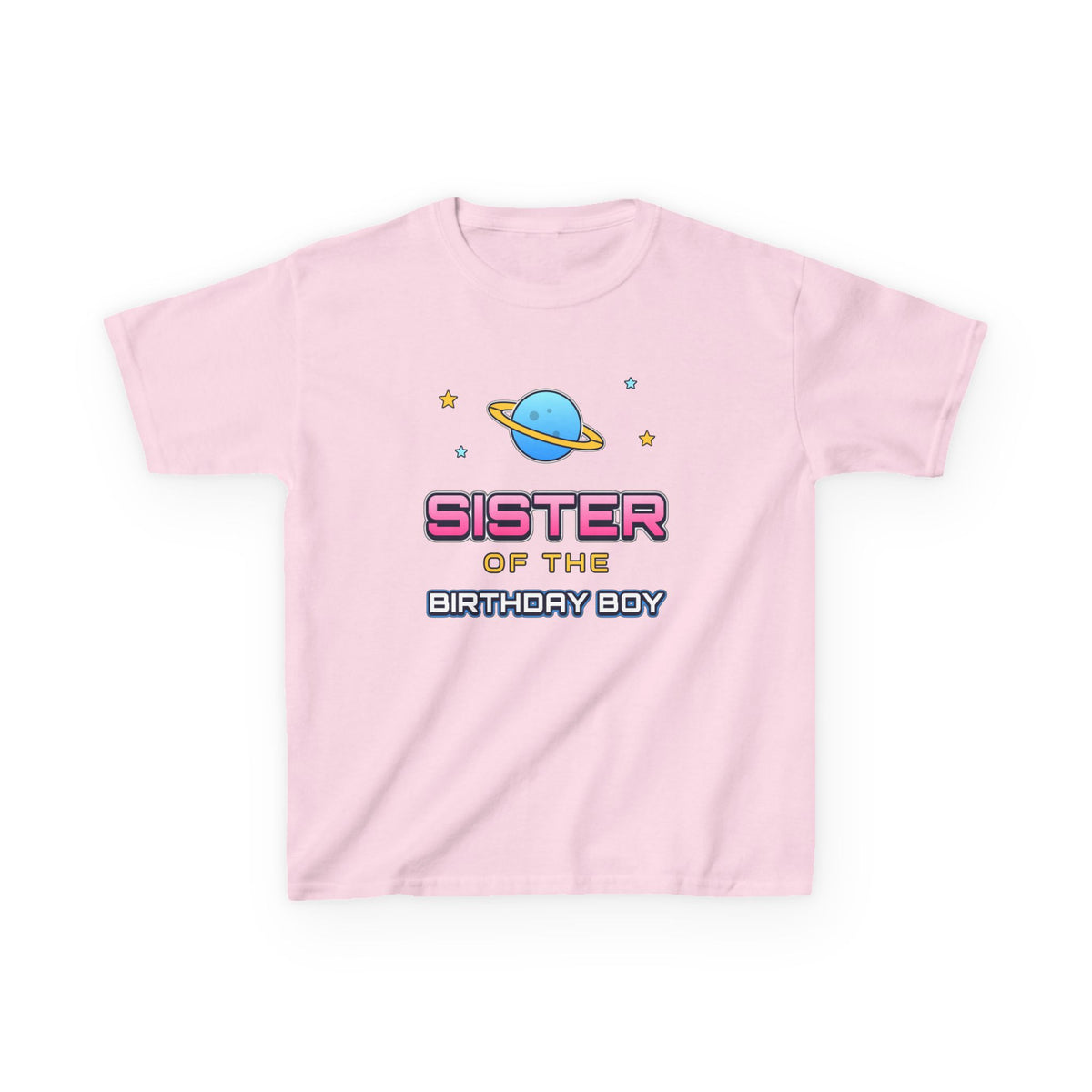 Sister of the Birthday Boy Space birthday shirt – kids Gildan tee by Happywear