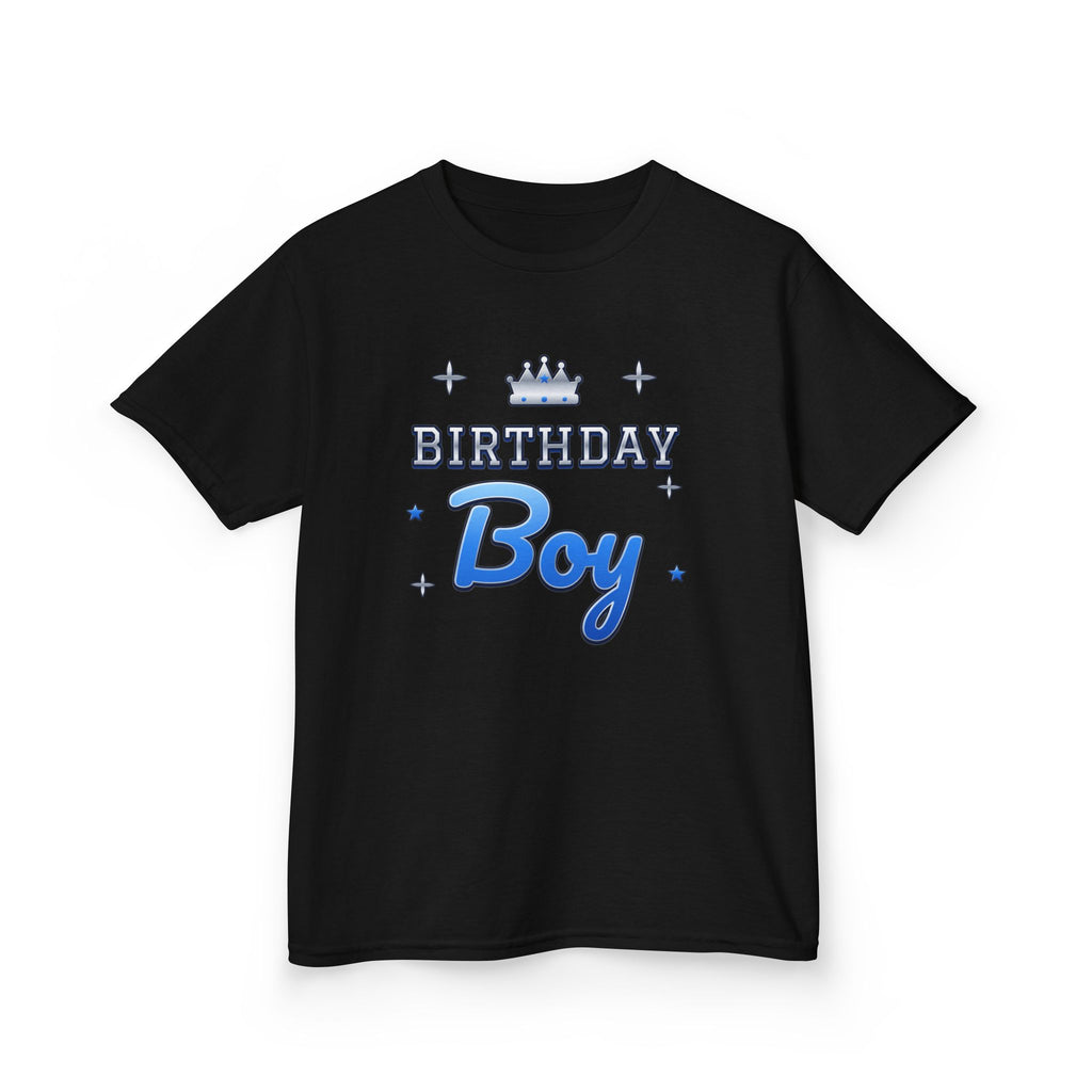 Birthday Boy Varsity Blue & Silver birthday shirt – kids Gildan tee by Happywear