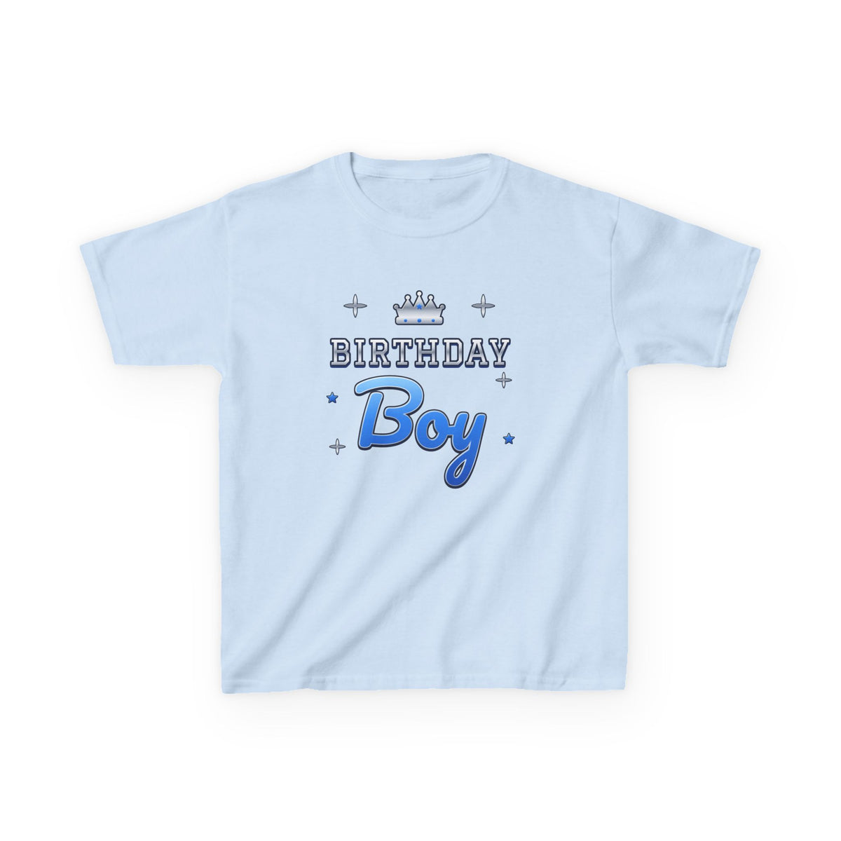 Birthday Boy Varsity Blue & Silver birthday shirt – kids Gildan tee by Happywear