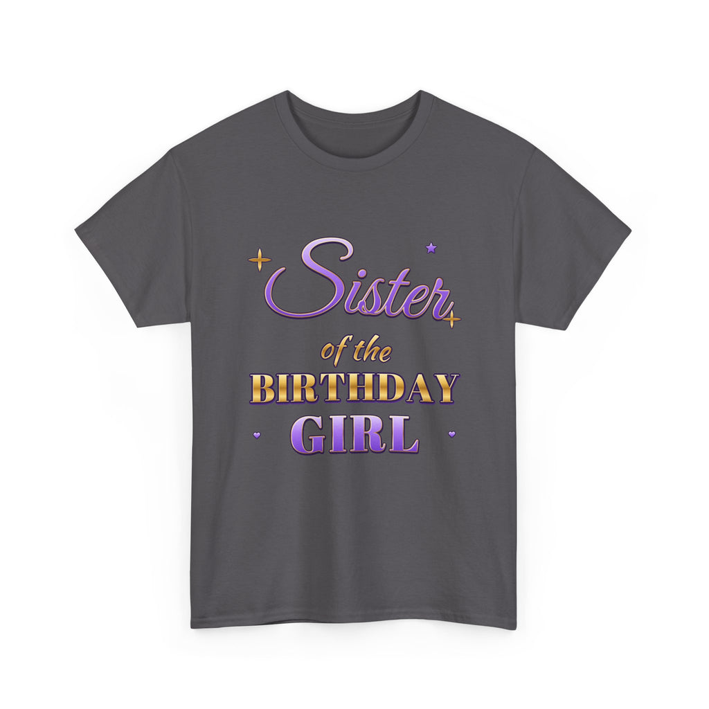 Sister of the Birthday Girl Lavender & Gold birthday shirt – Gildan tee by Happywear