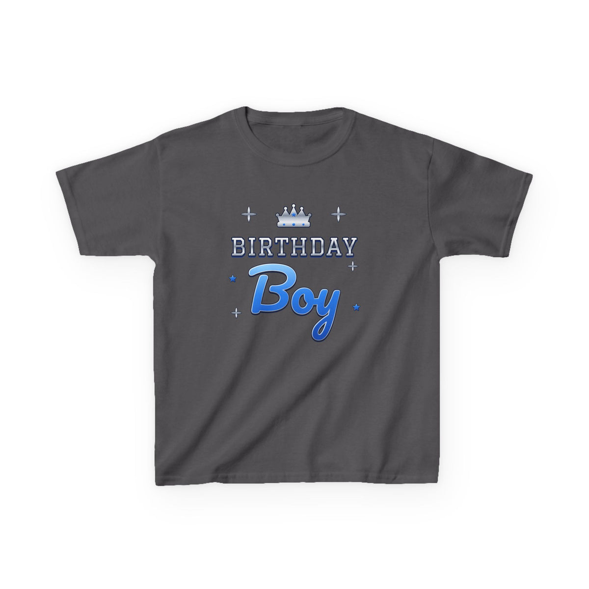 Birthday Boy Varsity Blue & Silver birthday shirt – kids Gildan tee by Happywear