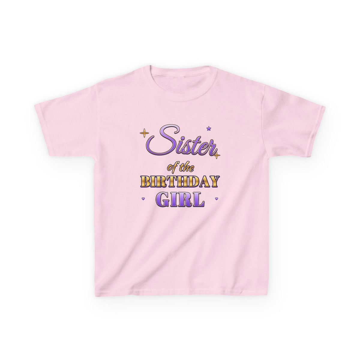 Sister of the Birthday Girl Lavender & Gold birthday shirt – kids Gildan tee by Happywear