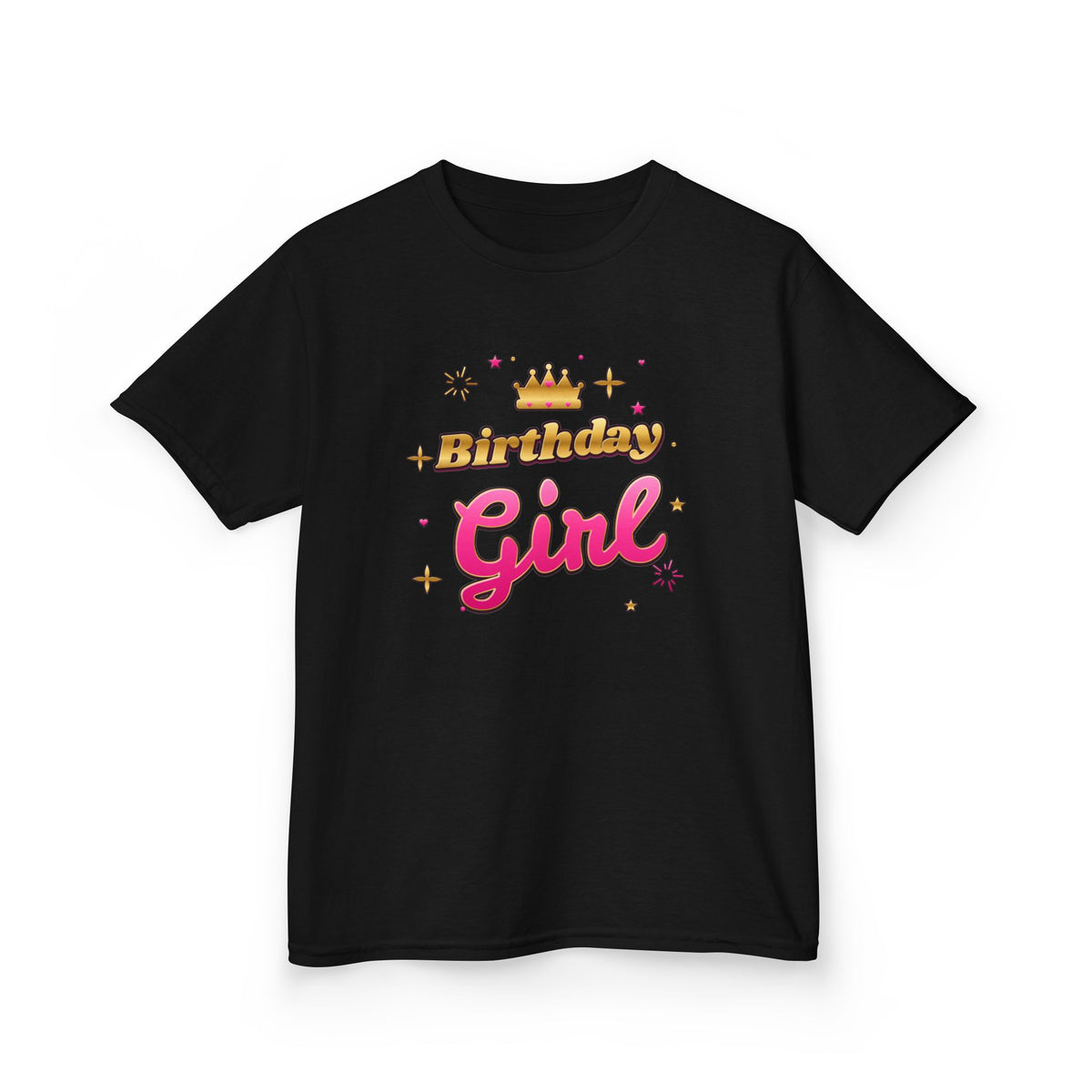 Birthday Girl Pink & Gold Crown birthday shirt – kids Gildan tee by Happywear