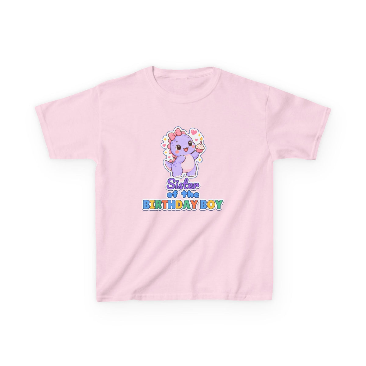 Sister of the Birthday Boy Dino birthday shirt – kids Gildan tee by Happywear