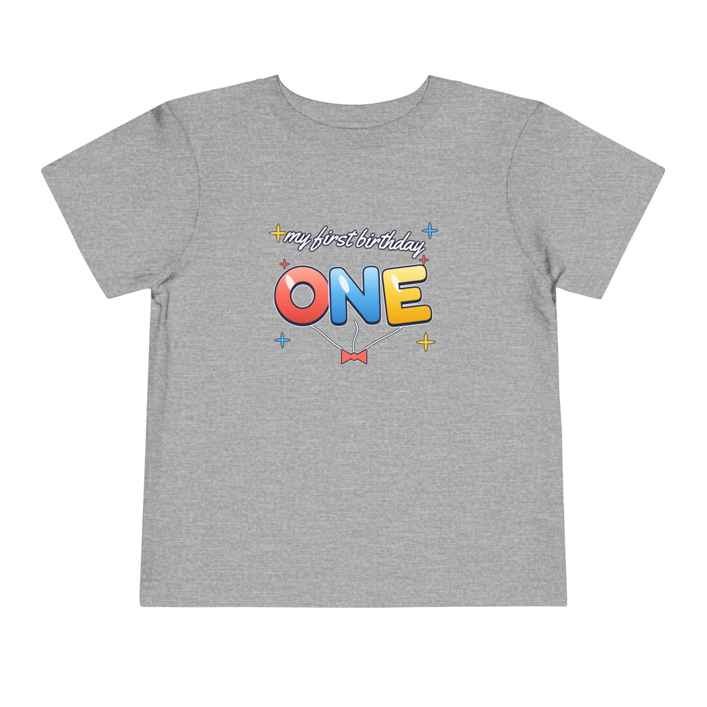 ONE First Birthday Balloon birthday shirt – toddler Gildan tee by Happywear