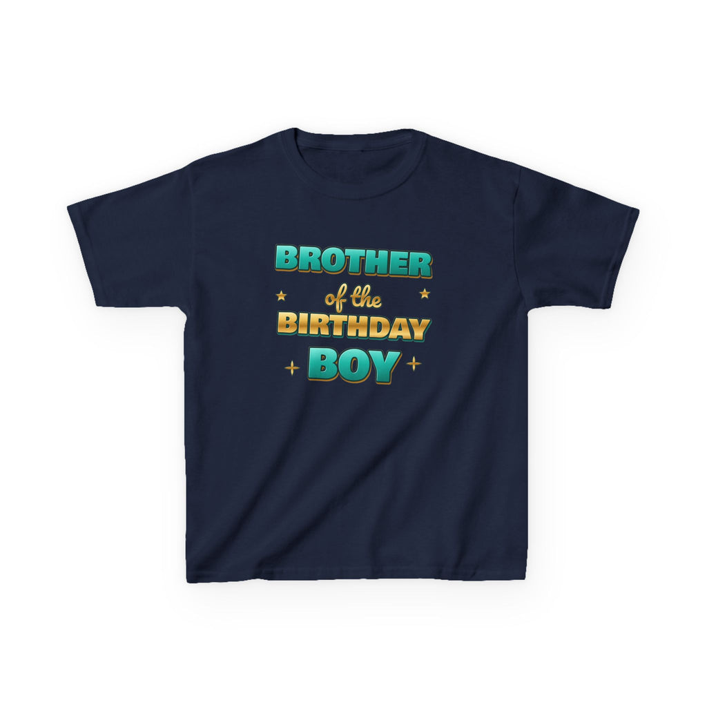 Brother of the Birthday Boy Teal & Gold birthday shirt – kids Gildan tee by Happywear