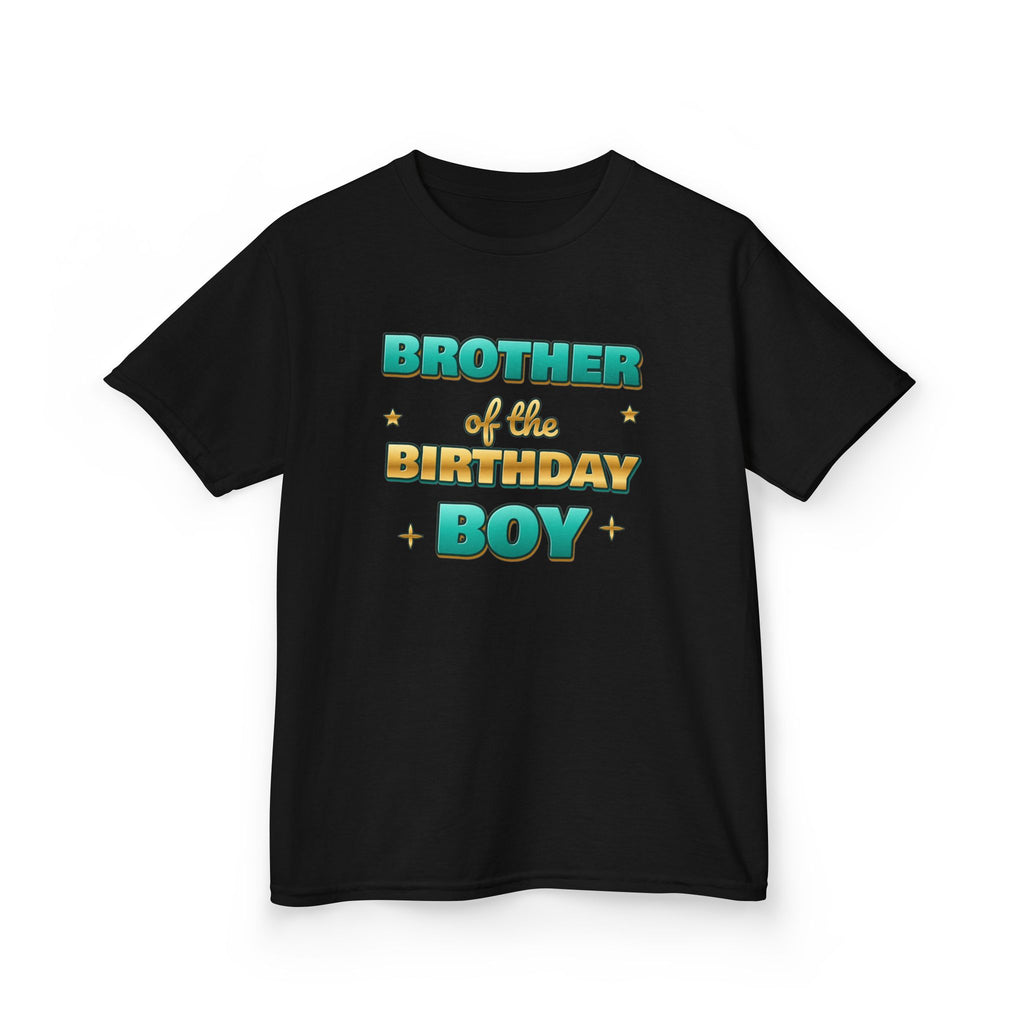 Brother of the Birthday Boy Teal & Gold birthday shirt – kids Gildan tee by Happywear