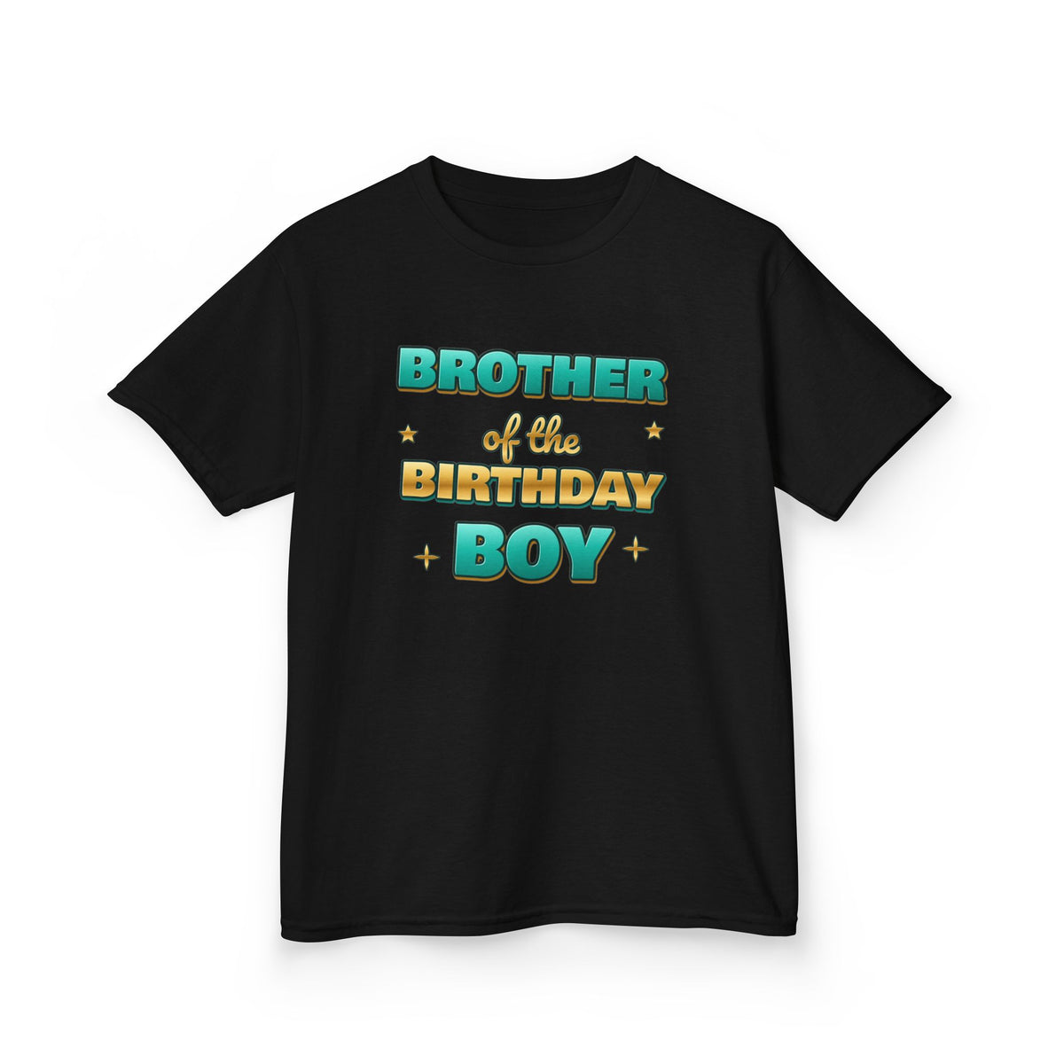 Brother of the Birthday Boy Teal & Gold birthday shirt – kids Gildan tee by Happywear