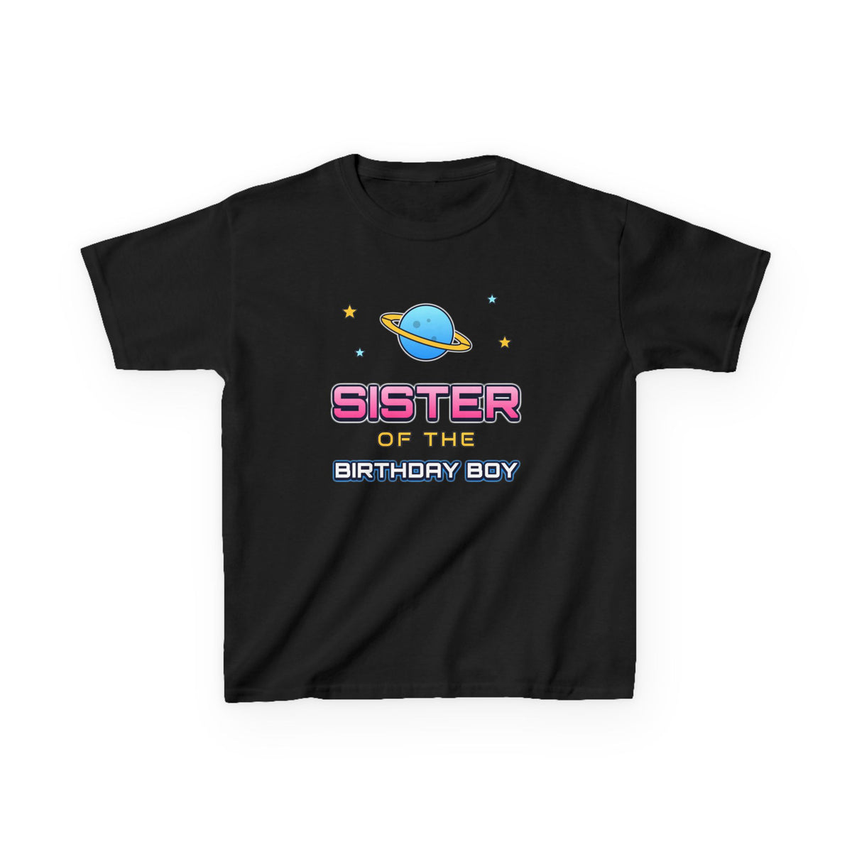 Sister of the Birthday Boy Space birthday shirt – kids Gildan tee by Happywear