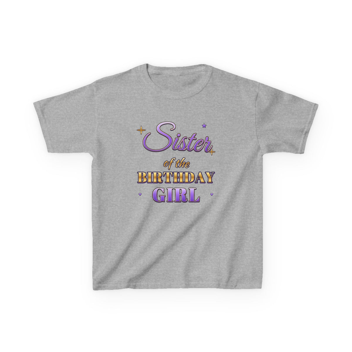 Sister of the Birthday Girl Lavender & Gold birthday shirt – kids Gildan tee by Happywear