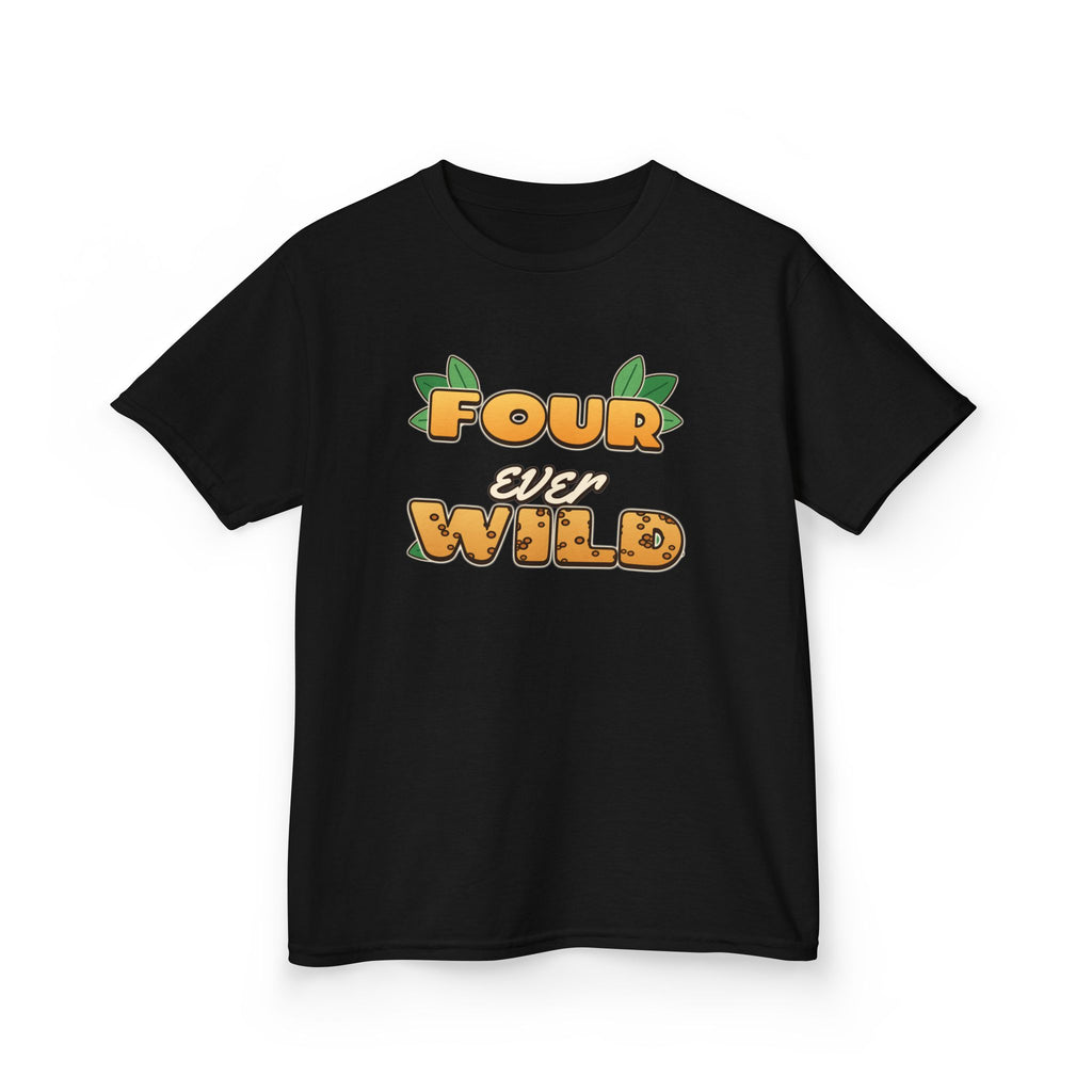 Four Ever Wild 4th Birthday shirt – kids Gildan tee by Happywear