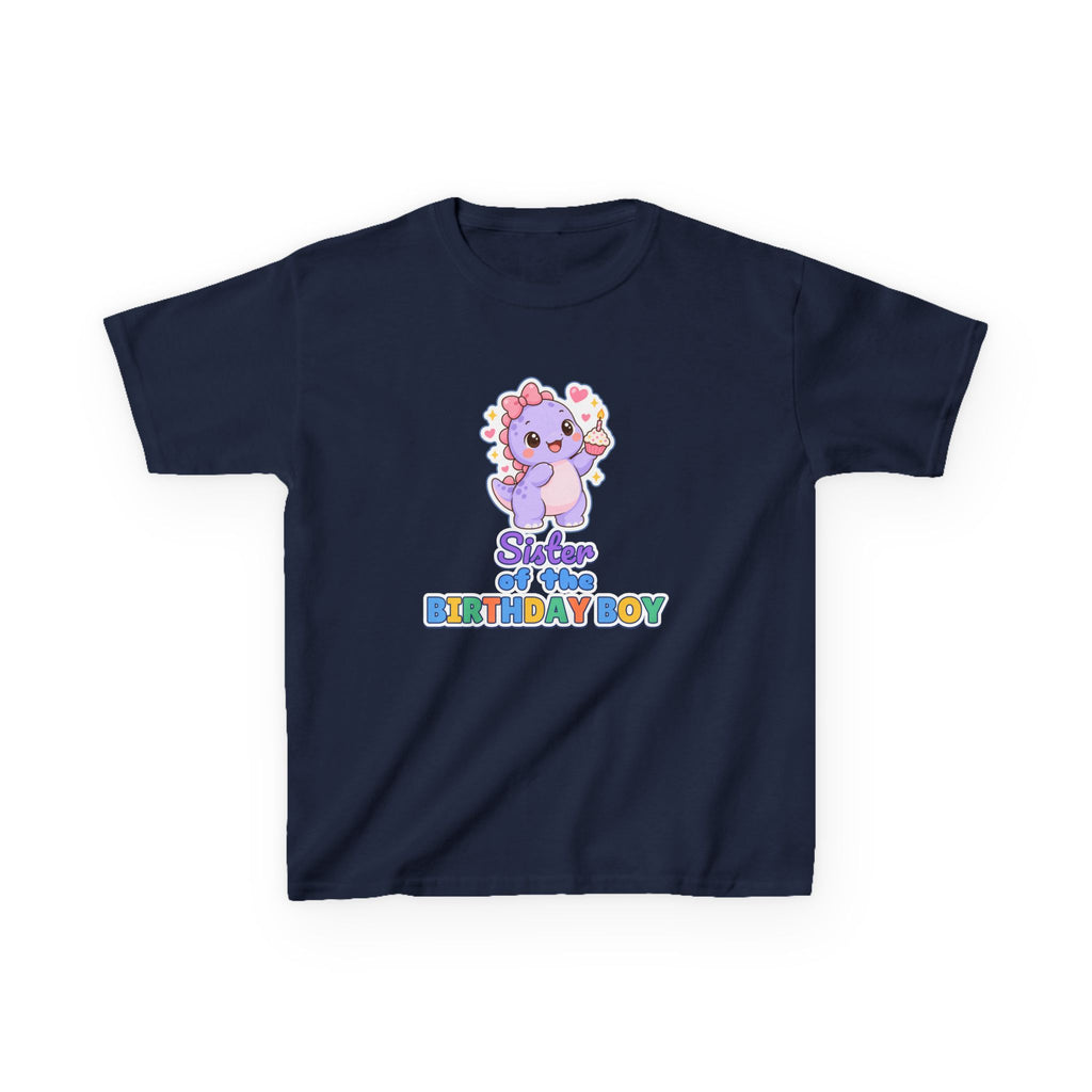 Sister of the Birthday Boy Dino birthday shirt – kids Gildan tee by Happywear