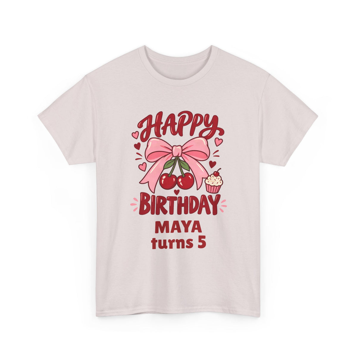 Personalized Cherry Bow Birthday Shirt – Add Name & Age