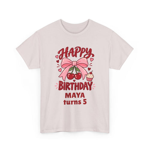 Personalized Cherry Bow Birthday Shirt – Add Name & Age