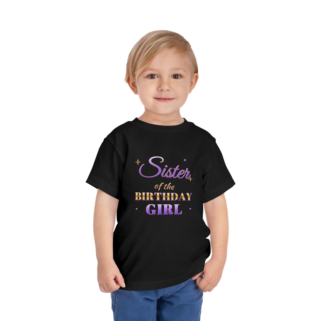 Sister of the Birthday Girl Lavender & Gold birthday shirt – toddler Gildan tee by Happywear