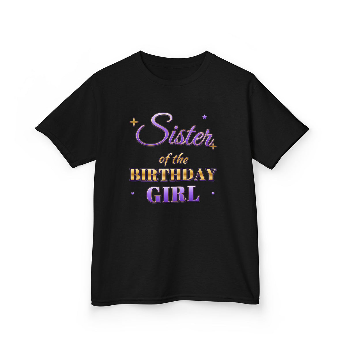 Sister of the Birthday Girl Lavender & Gold birthday shirt – kids Gildan tee by Happywear