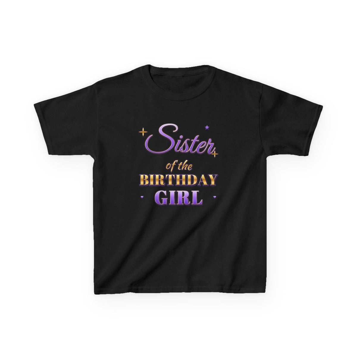 Sister of the Birthday Girl Lavender & Gold birthday shirt – kids Gildan tee by Happywear