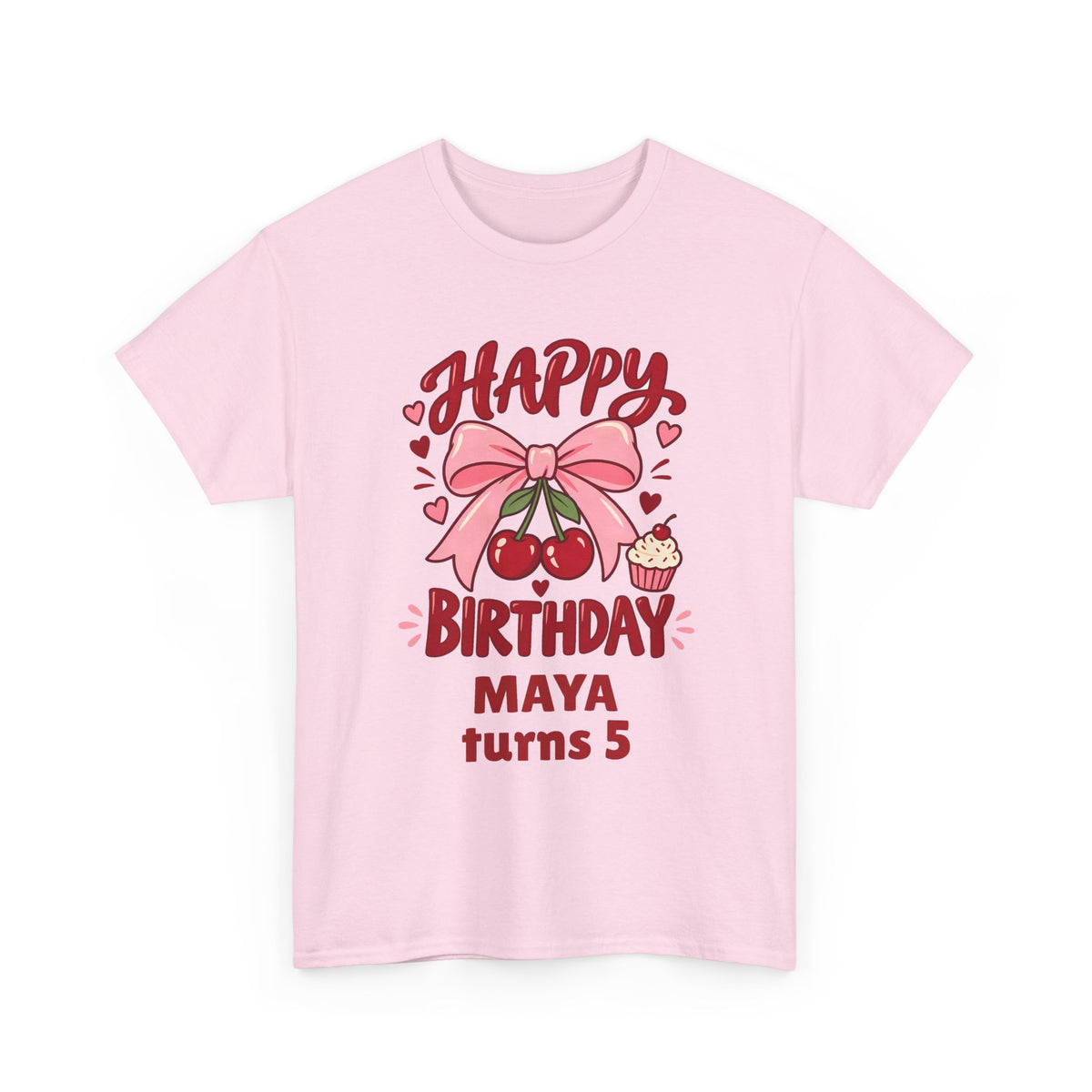 Personalized Cherry Bow Birthday Shirt – Add Name & Age