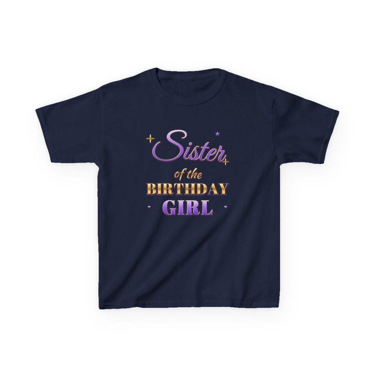 Sister of the Birthday Girl Lavender & Gold birthday shirt – kids Gildan tee by Happywear