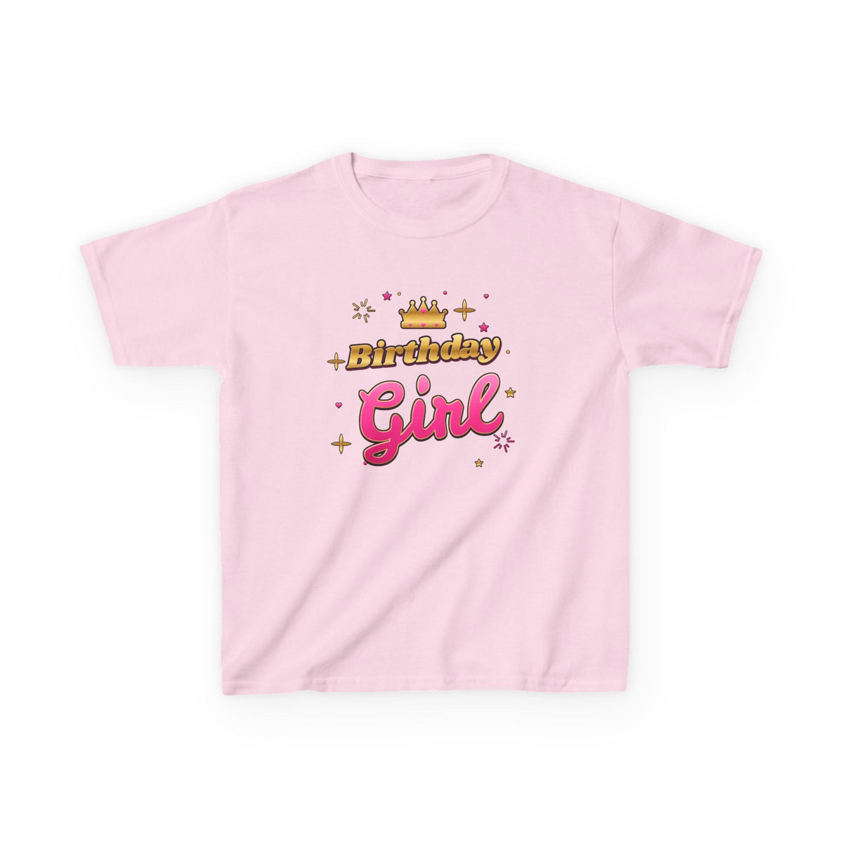 Birthday Girl Pink & Gold Crown birthday shirt – kids Gildan tee by Happywear