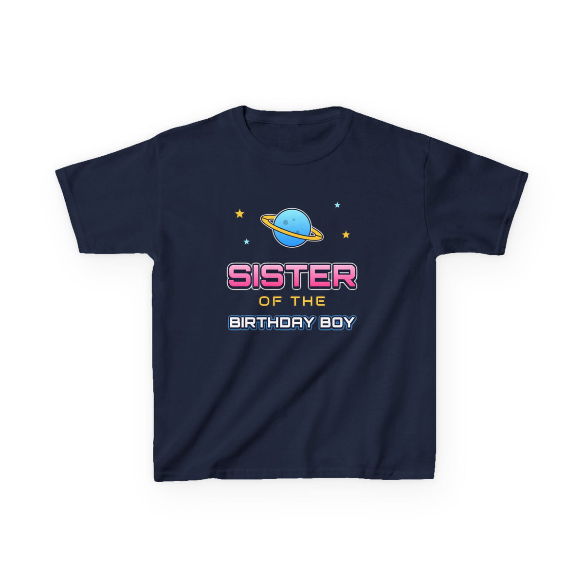 Sister of the Birthday Boy Space birthday shirt – kids Gildan tee by Happywear