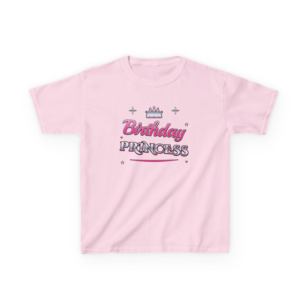 Birthday Princess Pink & Silver Tiara birthday shirt – kids Gildan tee by Happywear