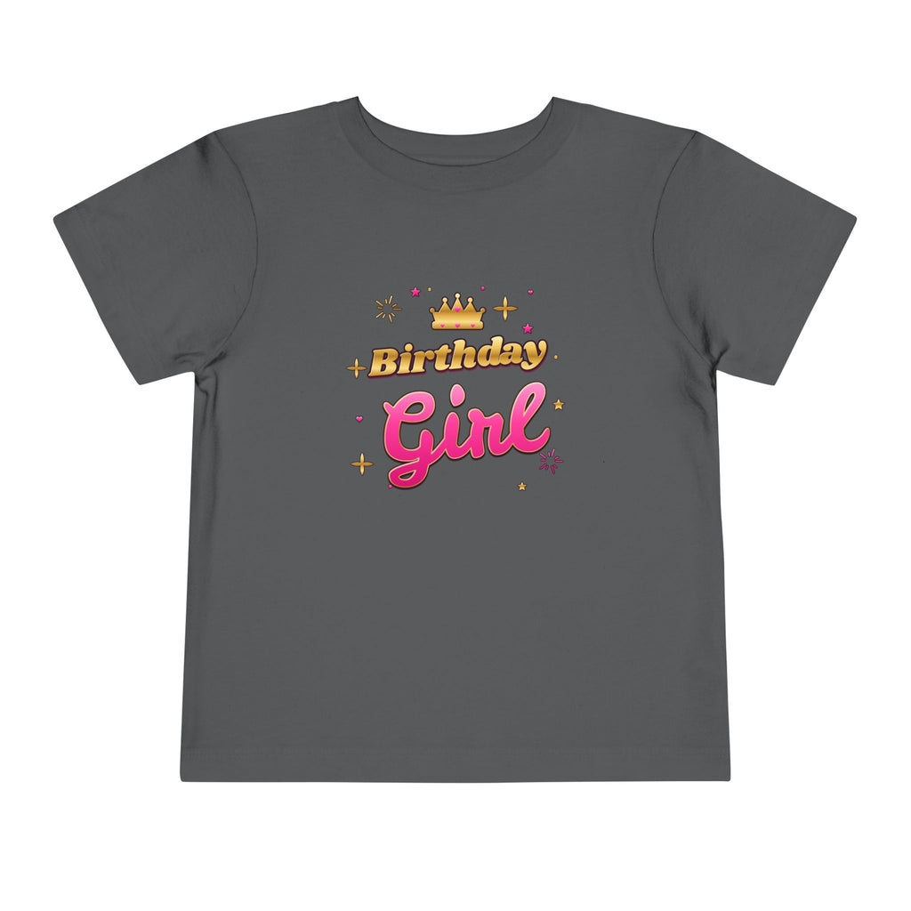 Birthday Girl Pink & Gold Crown birthday shirt – toddler Gildan tee by Happywear