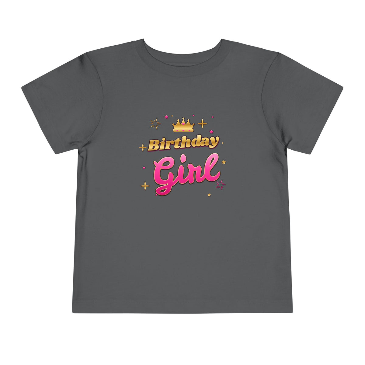 Birthday Girl Pink & Gold Crown birthday shirt – toddler Gildan tee by Happywear