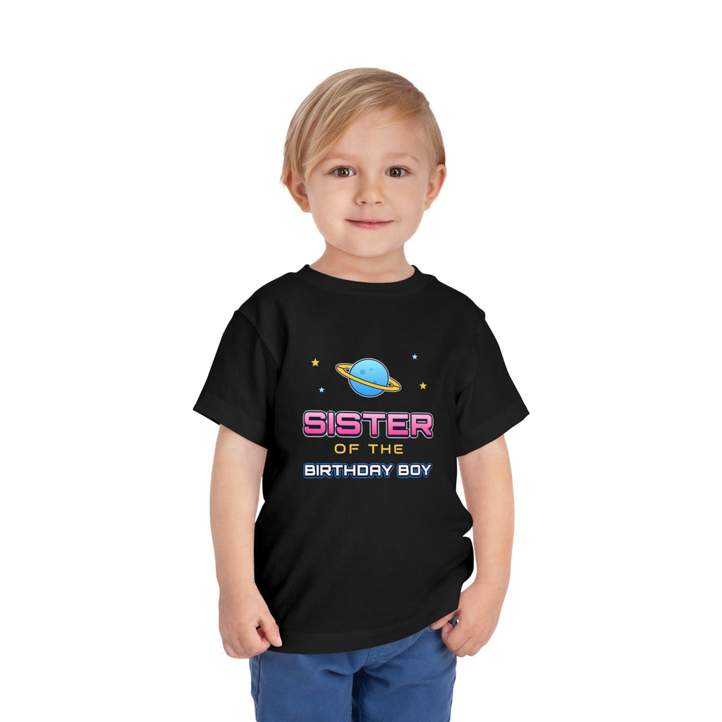 Sister of the Birthday Boy Space birthday shirt – toddler Gildan tee by Happywear
