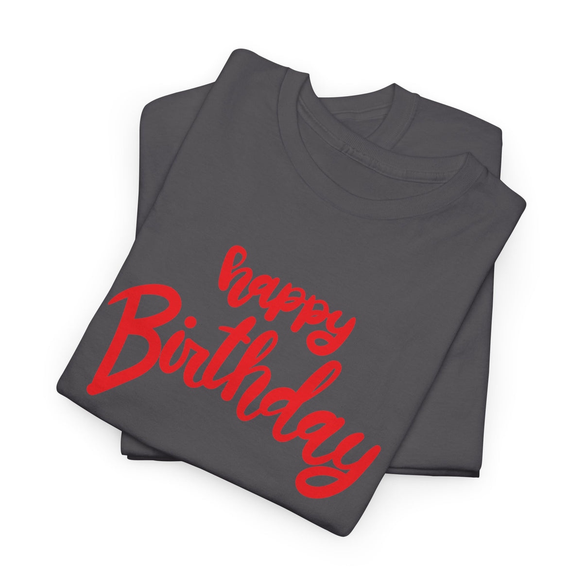 Happy Birthday Script & Cake Tee – Front & Back