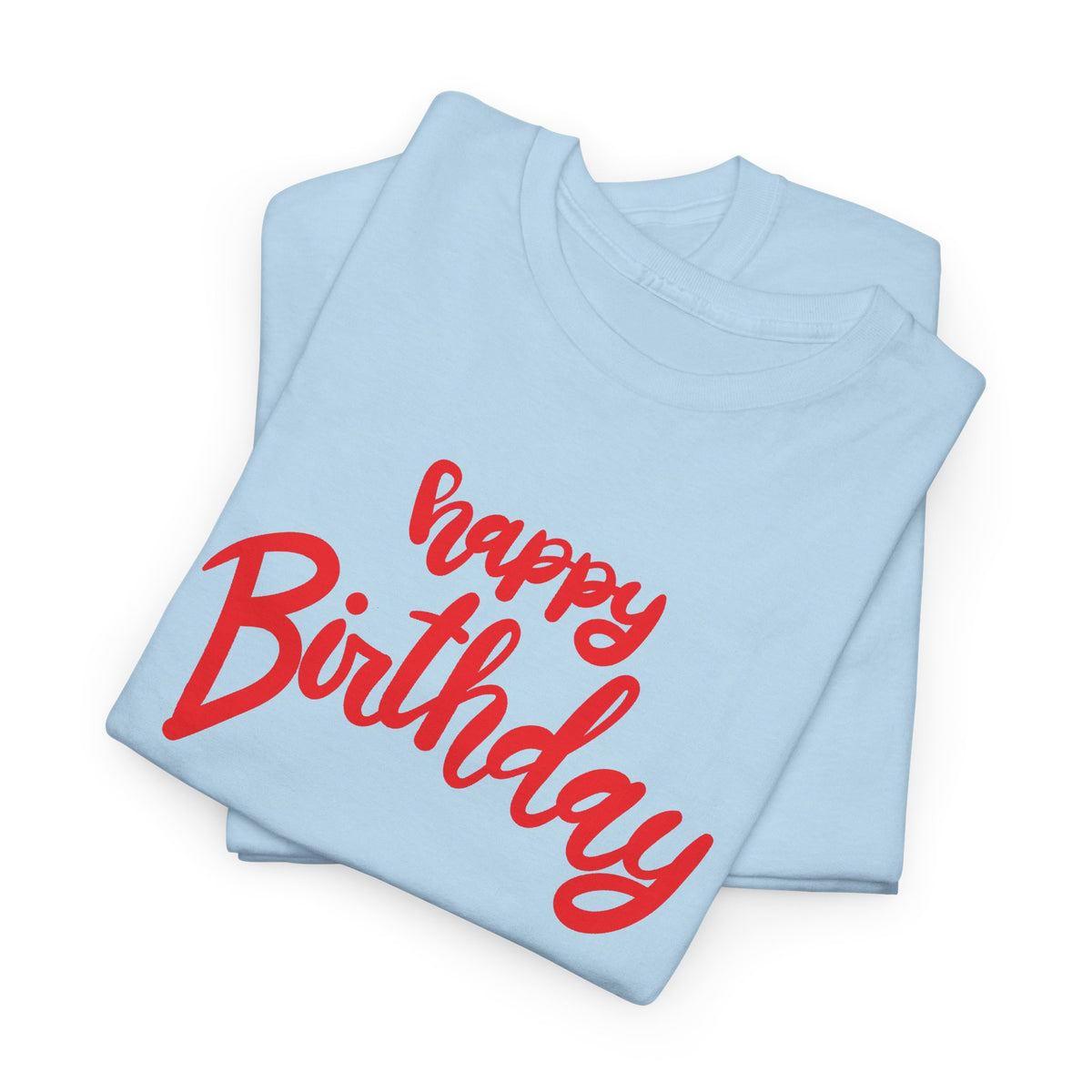 Happy Birthday Script & Cake Tee – Front & Back