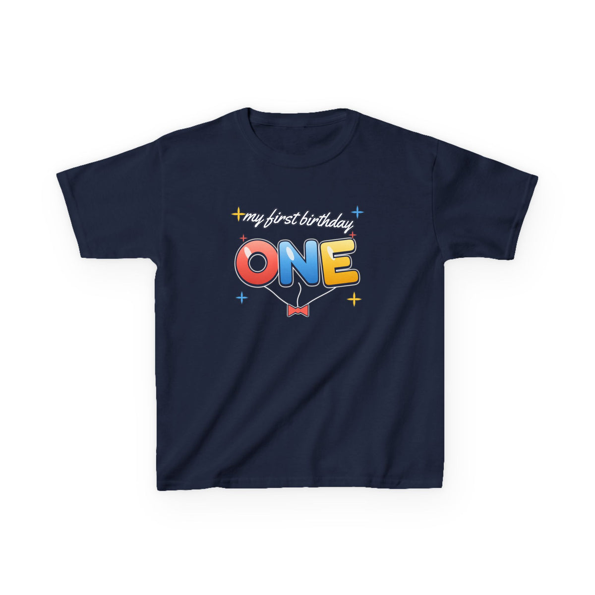 ONE First Birthday Balloon birthday shirt – kids Gildan tee by Happywear