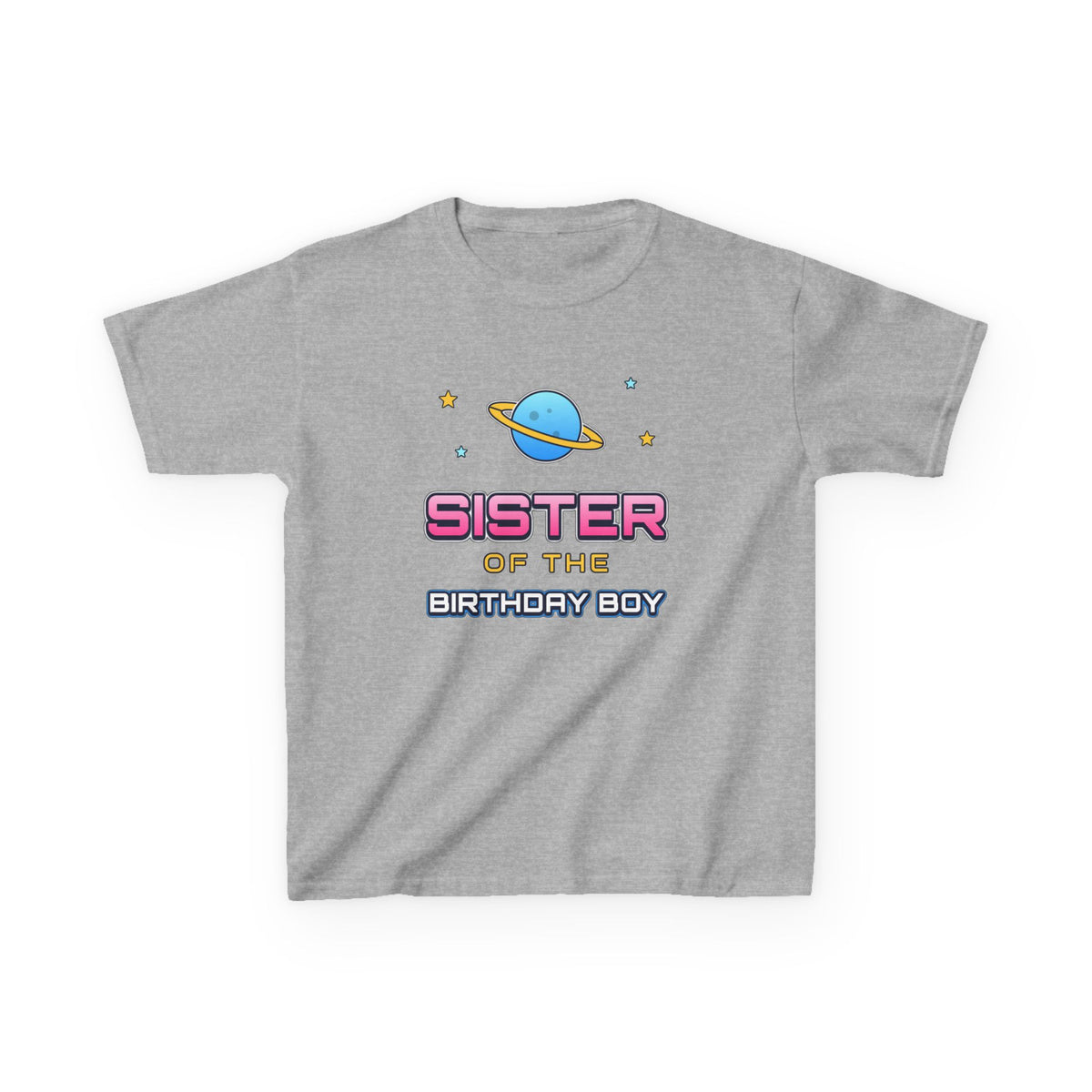 Sister of the Birthday Boy Space birthday shirt – kids Gildan tee by Happywear