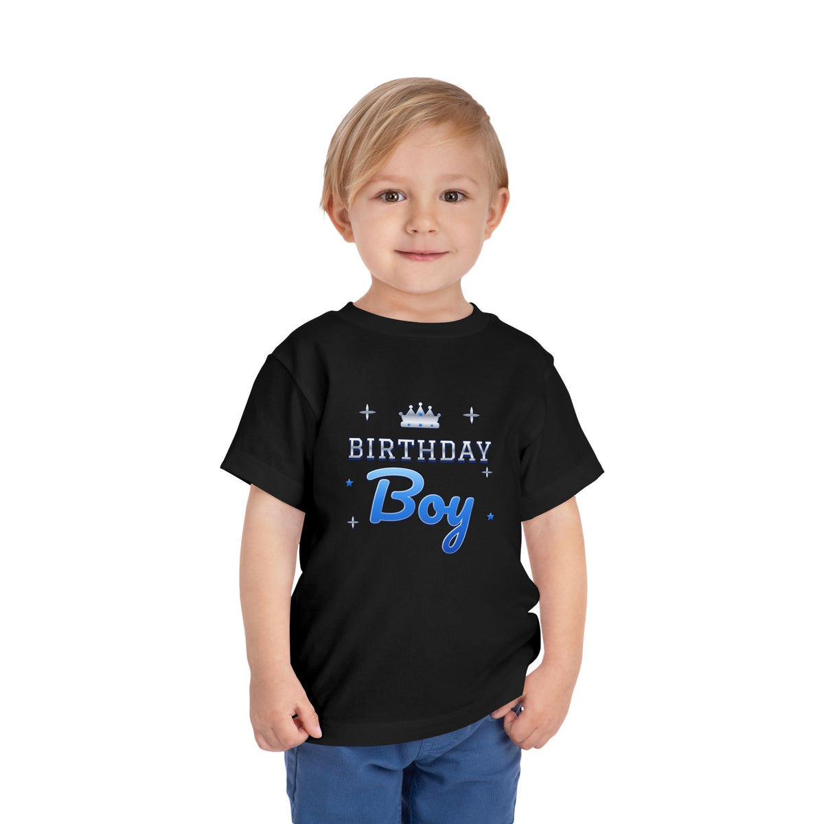 Birthday Boy Varsity Blue & Silver birthday shirt – toddler Gildan tee by Happywear
