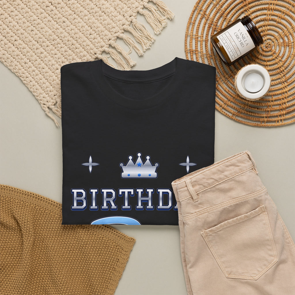 Birthday Boy Varsity Blue & Silver birthday shirt – Gildan tee by Happywear