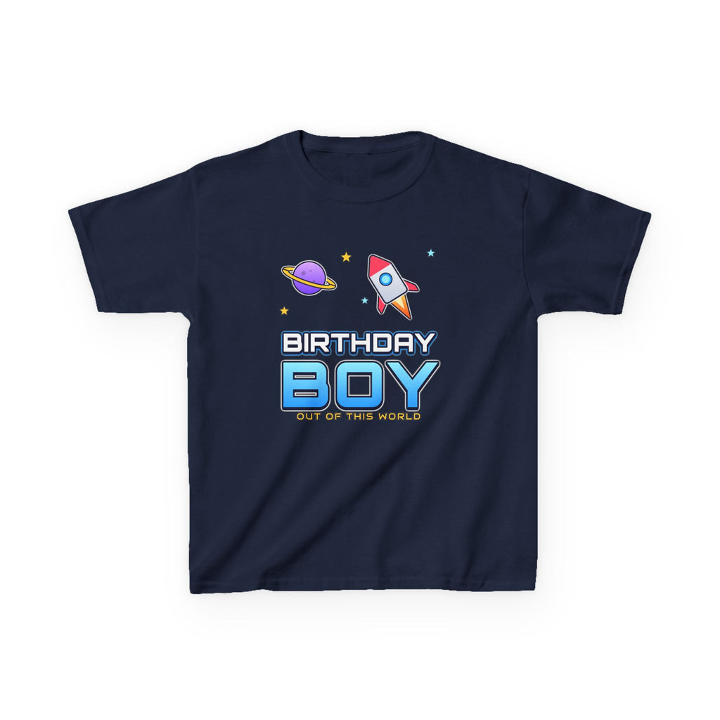 Birthday Boy Out of This World Space birthday shirt – kids Gildan tee by Happywear