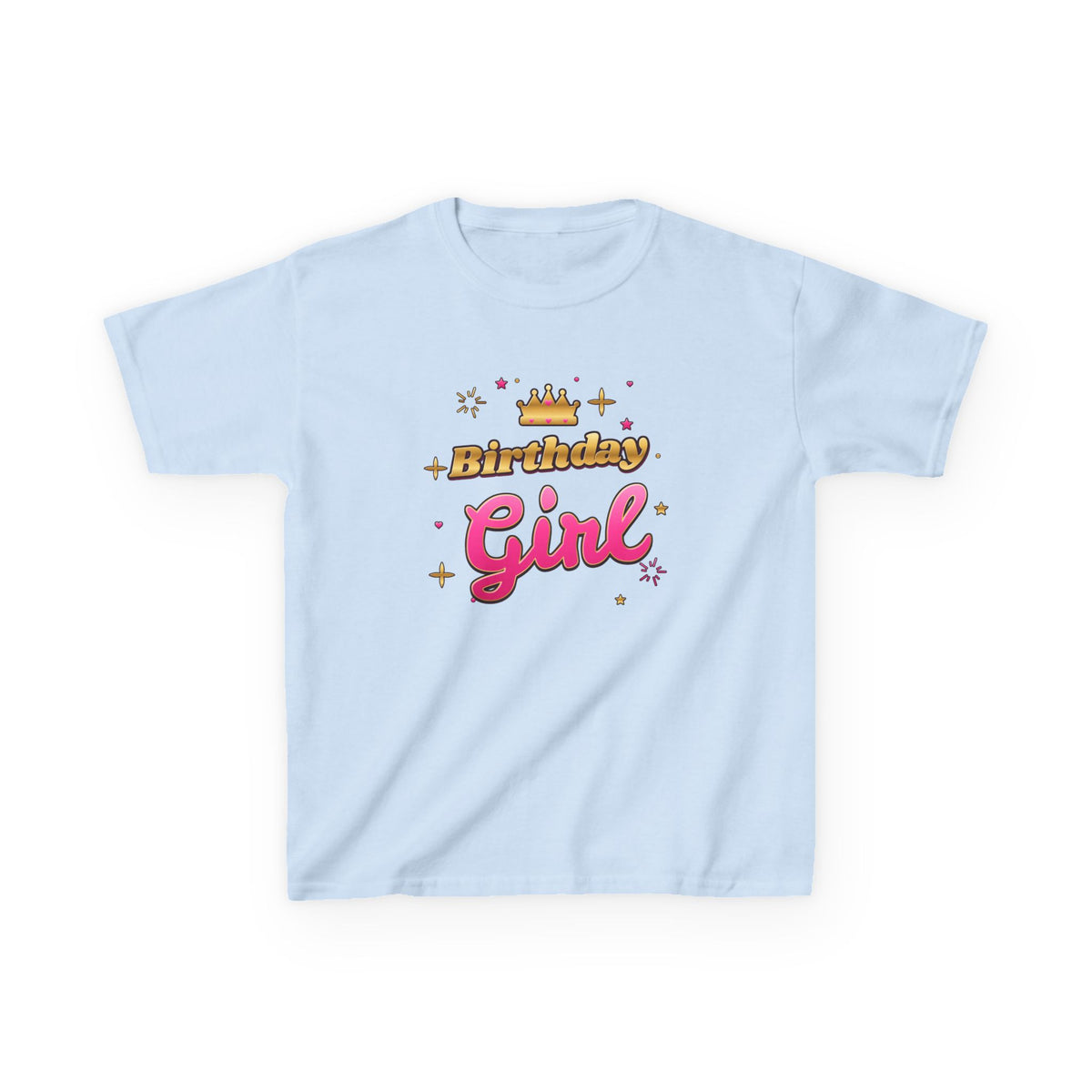 Birthday Girl Pink & Gold Crown birthday shirt – kids Gildan tee by Happywear