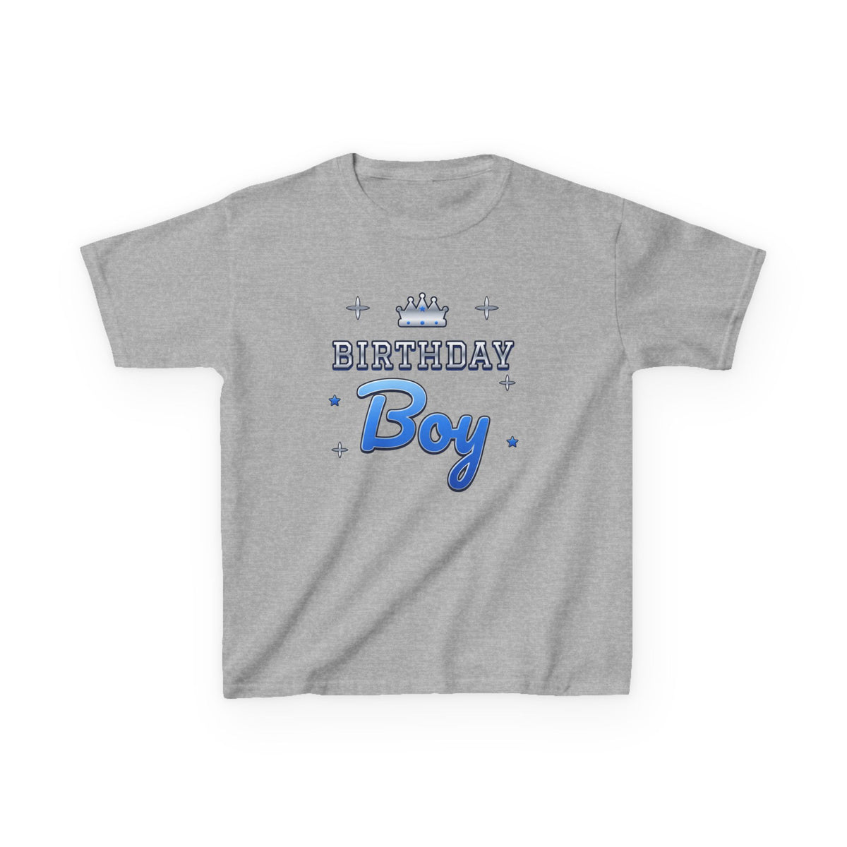 Birthday Boy Varsity Blue & Silver birthday shirt – kids Gildan tee by Happywear
