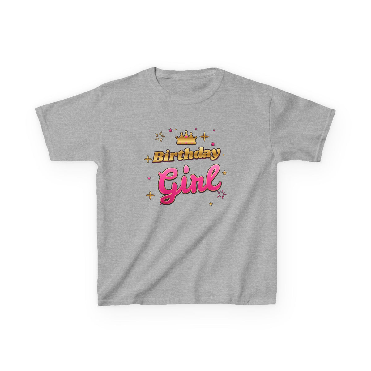 Birthday Girl Pink & Gold Crown birthday shirt – kids Gildan tee by Happywear