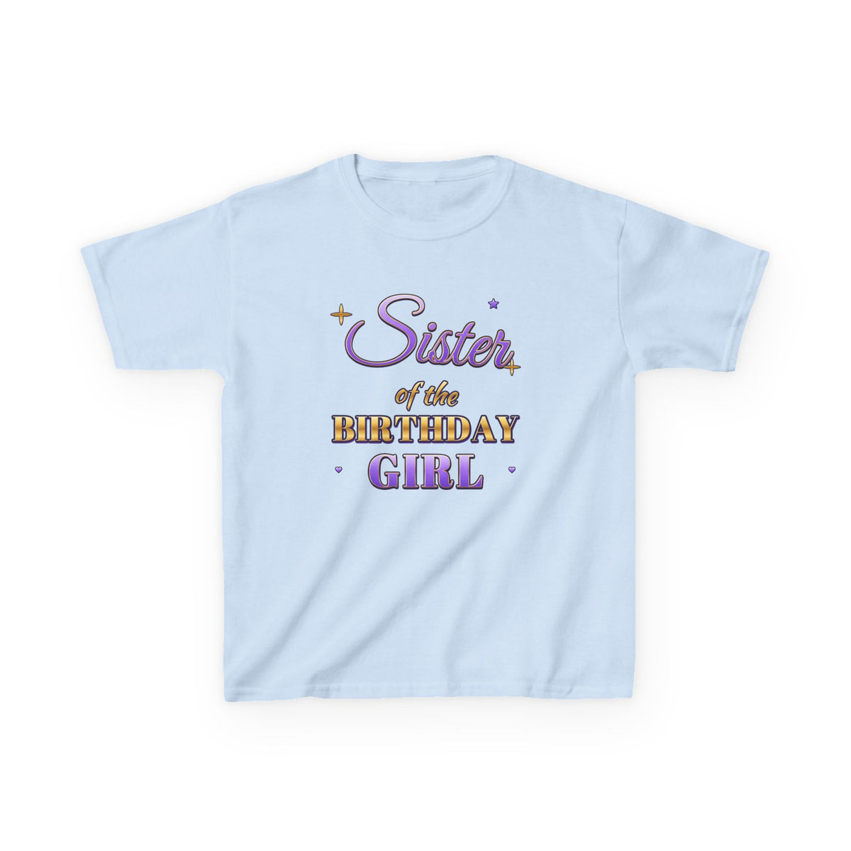 Sister of the Birthday Girl Lavender & Gold birthday shirt – kids Gildan tee by Happywear