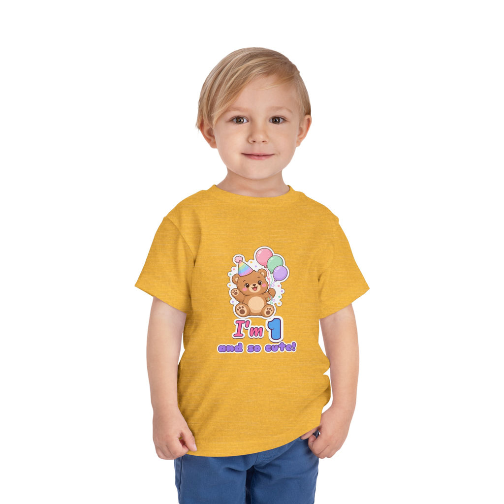 I'm 1 and So Cute Teddy Bear Birthday shirt – toddler Gildan tee by Happywear