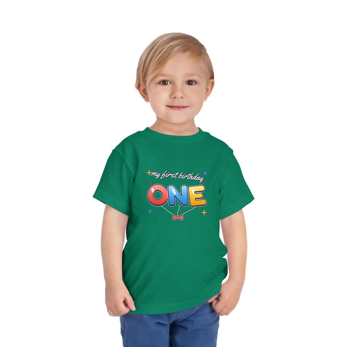 ONE First Birthday Balloon birthday shirt – toddler Gildan tee by Happywear